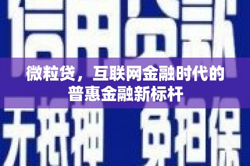 六脚微粒贷，互联网金融时代的普惠金融新标杆