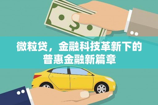 六脚微粒贷，金融科技革新下的普惠金融新篇章