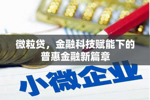 六脚微粒贷，金融科技赋能下的普惠金融新篇章