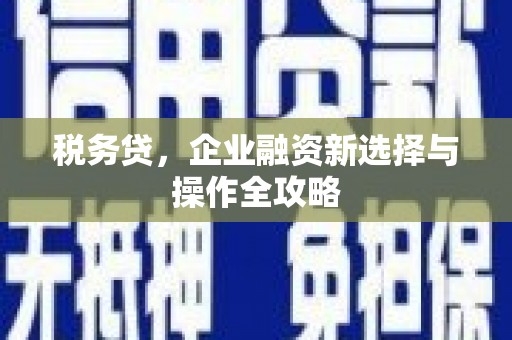 六脚税务贷，企业融资新选择与操作全攻略