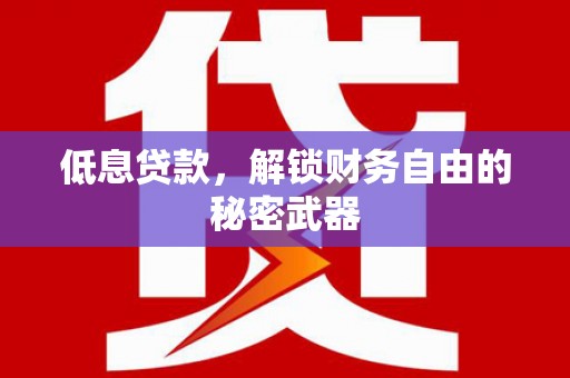 六脚低息贷款，解锁财务自由的秘密武器