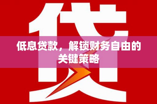 六脚低息贷款，解锁财务自由的关键策略