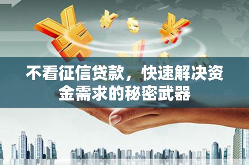 六脚不看征信贷款，快速解决资金需求的秘密武器
