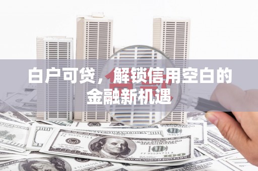 六脚白户可贷，解锁信用空白的金融新机遇