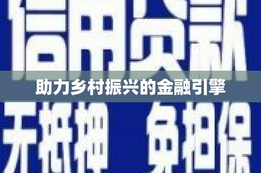 六脚助力乡村振兴的金融引擎