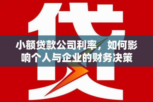 六脚小额贷款公司利率，如何影响个人与企业的财务决策