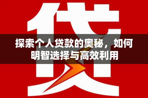 六脚探索个人贷款的奥秘，如何明智选择与高效利用